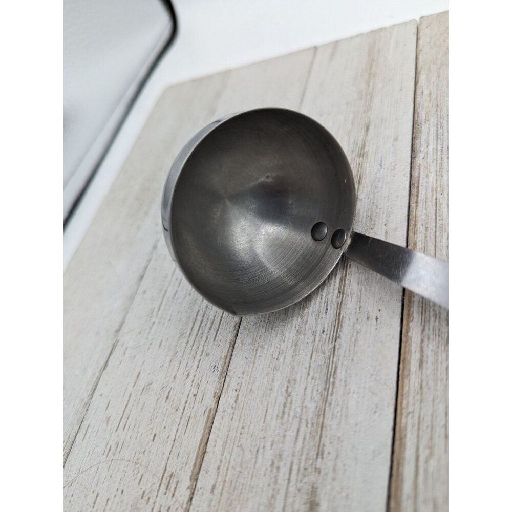 Vintage FLINT Arrowhead Stainless Steel Soup Ladle Spoon 9 1/2" Wheat handle #2 - Picture 2 of 8